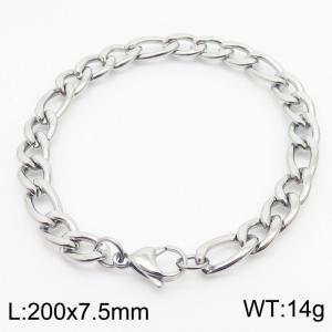 Stainless steel 200x7.5mm3：1 chain lobster clasp simple and fashionable silver bracelet - KB170371-Z