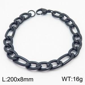Stainless steel 200x8mm3：1 chain lobster clasp simple and fashionable black bracelet - KB170372-Z