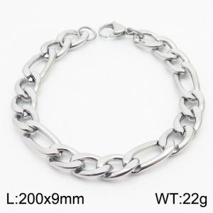 Stainless steel 200x9mm3：1 chain lobster clasp simple and fashionable silver bracelet - KB170377-Z