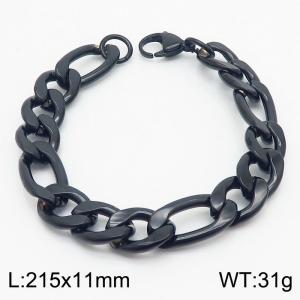 Stainless steel 215x11mm3：1 chain lobster clasp simple and fashionable black bracelet - KB170378-Z