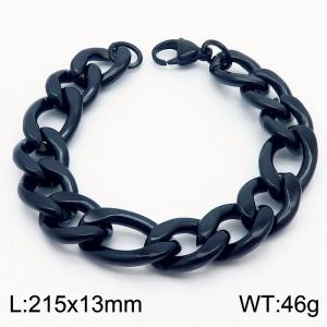 Stainless steel 215x13mm3：1 chain lobster clasp simple and fashionable black bracelet - KB170381-Z
