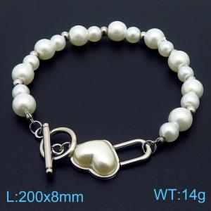 French pearl series shell heart shaped accessory OT buckle jewelry temperament silver bracelet - KB170415-KSP
