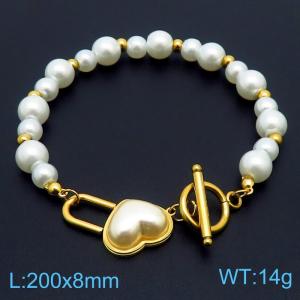 French pearl series shell heart shaped accessory OT buckle jewelry temperament gold bracelet - KB170416-KSP