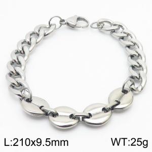 21cm Link Chain Stainless Steel Bracelect With Four Coin AccessoriesSilver Color - KB170518-Z