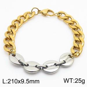 21cm Link Chain Stainless Steel Bracelect Gold Color With Four Silver Color Coin Accessories - KB170519-Z