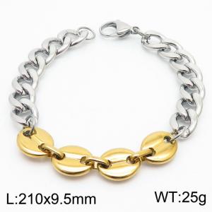 21cm Link Chain Stainless Steel Bracelect Silver Color With Four Gold Color Coin Accessories - KB170521-Z