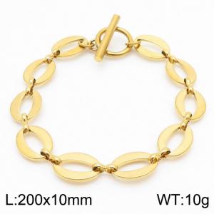 10mm Stainless Steel Bracelet OT Chain Elliptical Accessories Link Chain Gold Color - KB170581-Z