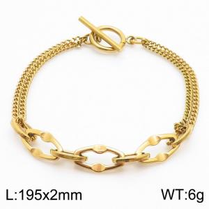 2mm Stainless Steel Bracelet OT Chain  Hexagon Double Link Chain Gold Color - KB170590-Z
