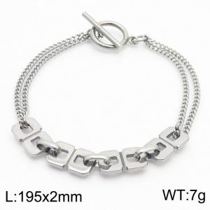 2mm Stainless Steel Bracelet OT Chain  Square Double Link Chain Silver Color - KB170591-Z