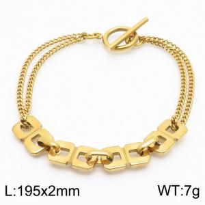2mm Stainless Steel Bracelet OT Chain  Square Double Link Chain Gold Color - KB170592-Z