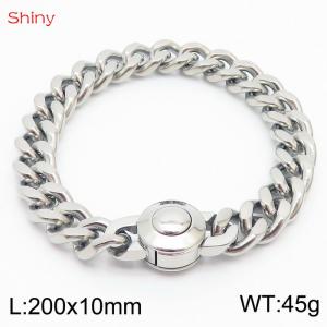 200X10mm Unisex Stainless Steel Cuban Links&Round Clasp Bracelet - KB170596-Z