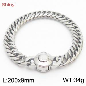 200×9mm Stainless Steel Bracelet For Men Women Silver Color Fashion Jewelry - KB170601-Z