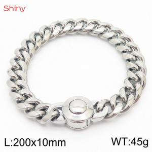 Hip hop style stainless steel 10mm polished Cuban chain men's bracelet - KB170610-Z