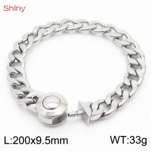 Hip Hop style stainless steel 9.5mm polished Cuban chain steel colored men's bracelet - KB170616-Z