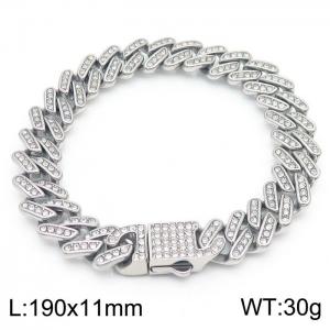 Hip Hop Steel Full Diamond Cuban Chain Titanium Steel Men's Bracelet - KB170705-MZOZ