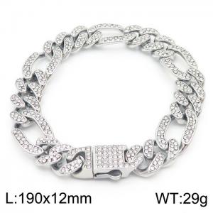 Hip Hop Style 3:1 Men's Bracelet Inlaid with Diamond Titanium Steel - KB170707-MZOZ