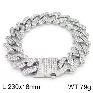 Hip Hop 18mm Diamond Cuban Chain Titanium Steel Men's Bracelet - KB170715-MZOZ