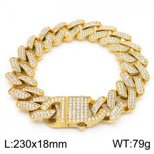 Hip Hop 18mm Gold Diamond Cuban Chain Titanium Steel Men's Bracelet - KB170716-MZOZ