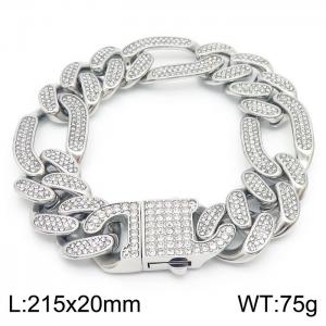 Hip Hop Style 20mm Full Diamond 3:1 Mother Chain Titanium Steel Men's Bracelet - KB170719-MZOZ