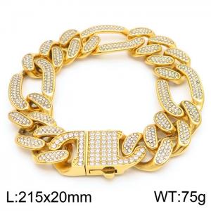 Hip Hop Style 20mm Vacuum Electroplated Gold Full Diamond 3:1 Mother Chain Titanium Steel Men's Bracelet - KB170720-MZOZ