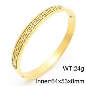 Great Wall pattern Bangle Women Stainless Steel 304 Gold Color - KB170758-TSC
