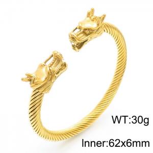 Stainless Steel 304 Wire Bangle With Dragon Head Gold Color - KB170762-TSC