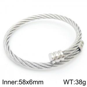 Stainless Steel 304 Wire Cuff Bangle Men Elasticity Silver Color - KB170769-XY