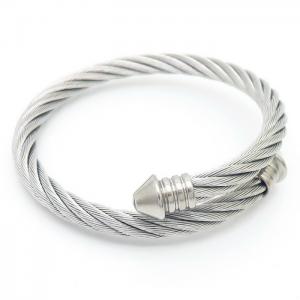 Stainless Steel 304 Wire Cuff Bangle Men Elasticity Silver Color - KB170773-XY