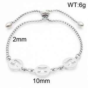 2mm Stainless Steel Adjustable Bracelet H-shaped Link Chain Silver Color - KB170802-Z