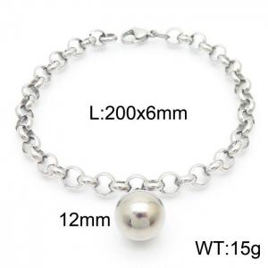 6mm Stainless Steel O Chain  Bracelet Link Chain With Round Bead Silver Color - KB170818-Z