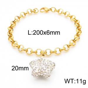 6mm Stainless Steel O Chain  Bracelet Link Chain With Five-pointed Star Stone Gold Color - KB170819-Z