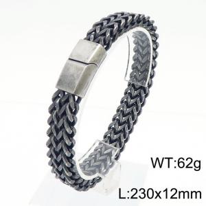 230mm Men Casual Oxidized Black Stainless Steel Herringbone Chain Bracelet - KB170826-KFC