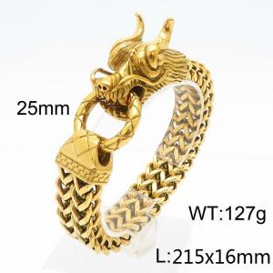 200mm Men Punk Gold-Plated Chinese Dragon Head Clasp Bracelet - KB170827-KJX