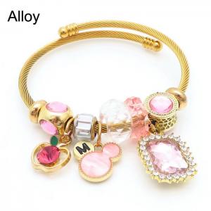 Alloy Colorful Zirconia Love Cartoon Mesh Chain Open Bracelet for Women Bohemian Girl Charms Jewelry - KB170846-WH