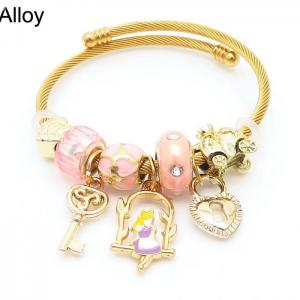 Alloy Colorful Zirconia Love Cartoon Mesh Chain Open Bracelet for Women Bohemian Girl Charms Jewelry - KB170847-WH