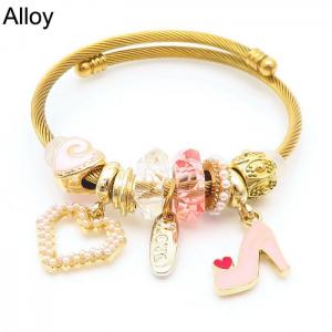 Alloy Colorful Zirconia Love Heart Mesh Chain Open Bracelet for Women Bohemian Girl Charms Jewelry - KB170848-WH