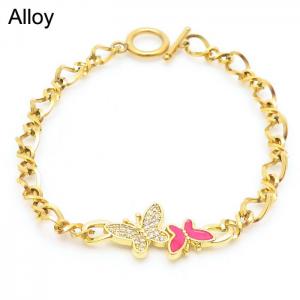 Alloy Link Chain Zirconia Butterfly Pendant Bracelet for Women Gift Charm with OT Clasp Jewelry  Girls - KB170851-WH