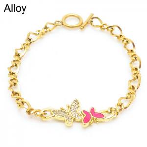 Alloy Link Chain Zirconia Butterfly Pendant Bracelet for Women Gift Charm with OT Clasp Jewelry  Girls - KB170851-WH
