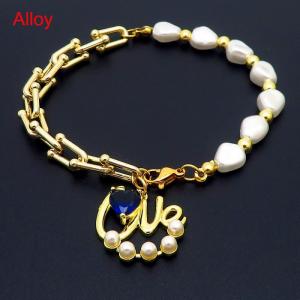 Special Design Alloy Link Chain Pearl Heart Pendant Bracelet For Women Fashion Jewelry - KB170855-WH