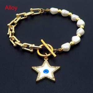 Special Design Alloy Link Chain Pearl Star Pendant Bracelet For Women OT Clasp Fashion Jewelry - KB170858-WH