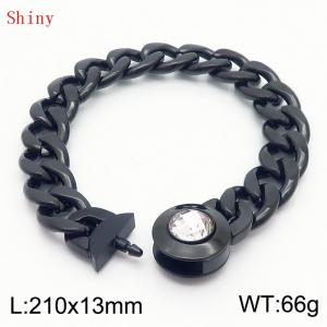 210mm Black-Plated Stainless Steel&Translucent Zircon Cuban Chain Bracelet - KB170917-Z