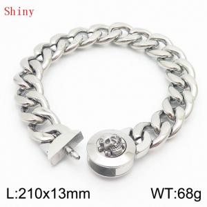 210mm Stainless Steel Skull Charm Cuban Chain Bracelet - KB170918-Z