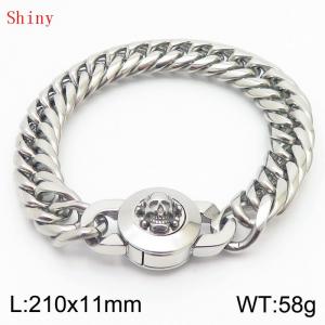 11mm personalized and trendy titanium steel polished whip chain bracelet, paired with skull button - KB170943-Z