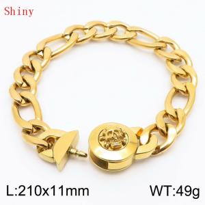 210×11mm Stainless Steel Bracelet for Men Gold Color NK Chain Curb Cuban Link Chain Skull Clasp Men's Bracelet - KB170945-Z