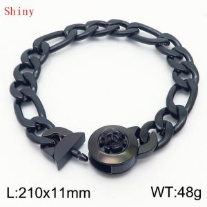 210×11mm Stainless Steel Bracelet for Men Black Color NK Chain Curb Cuban Link Chain Skull Clasp Men's Bracelet - KB170947-Z