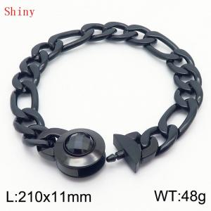 210×11mm Stainless Steel Bracelet for Men Black Color NK Chain Curb Cuban Link Chain Black Stone Clasp Men's Bracelet - KB170950-Z