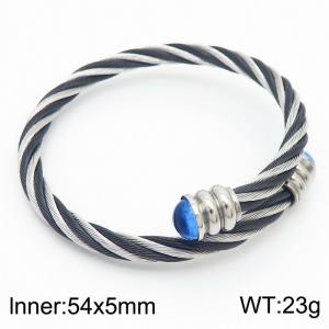 European and American minimalist fashion stainless steel twisted wire C-shaped opening adjustable charm mixed color bracelet - KB170973-QY