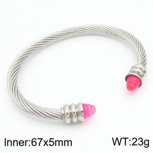 European and American minimalist fashion stainless steel twisted wire C-shaped opening adjustable charm mixed color bracelet - KB170978-QY