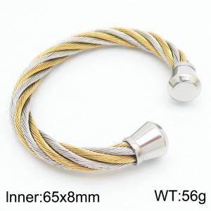 European and American minimalist fashion stainless steel twisted wire C-shaped opening adjustable charm mixed color bracelet - KB170989-QY