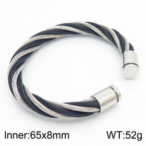 European and American minimalist fashion stainless steel twisted wire C-shaped opening adjustable charm mixed color bracelet - KB170994-QY
